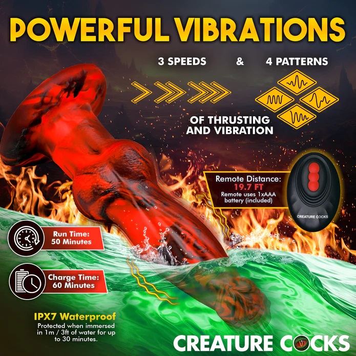 Creature Cocks Hell Wolf Dildo Đỏ Rung 22cm Hoang Dã