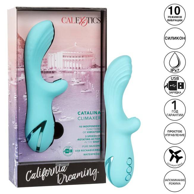 Vibro Thỏ Calexotics Catalina Xanh Rung Quay Đỉnh