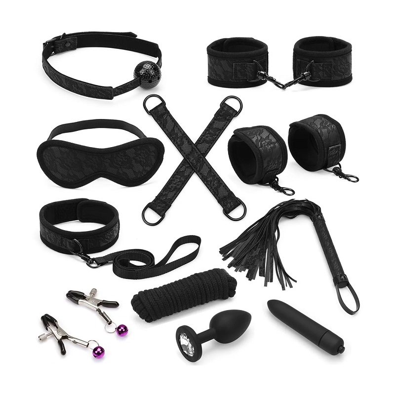 Liebe Seele BDSM Lace Kit 11pc Đen Quyến Rũ 