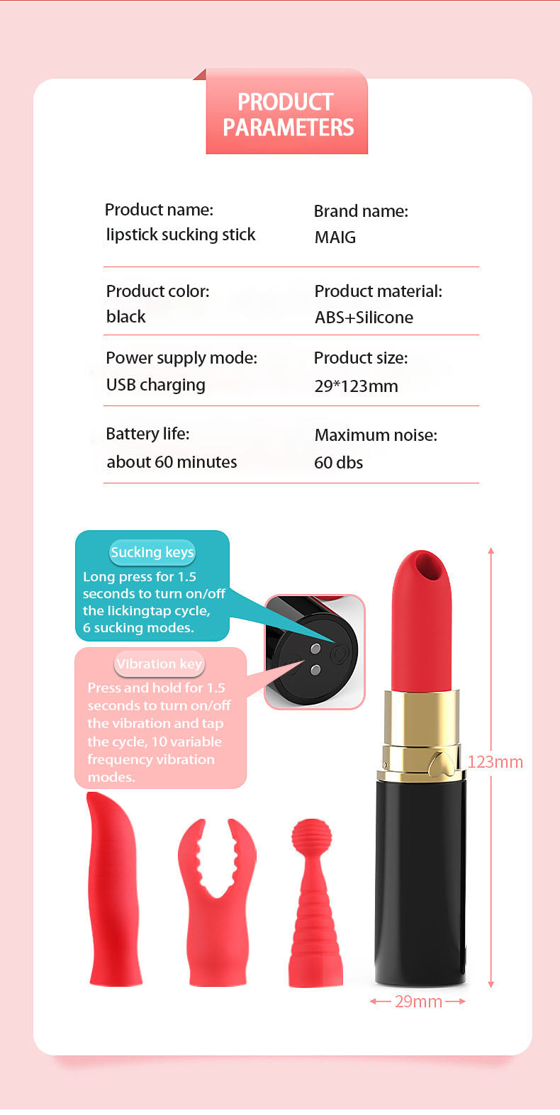 Lipstick Mini Vibrator Rung 7 Mức Bí Mật Tiện Lợi