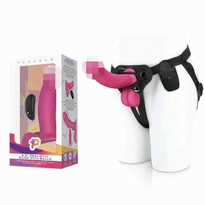 Pegasus strap-on rung hồng 17.5cm remote 4.7cm 