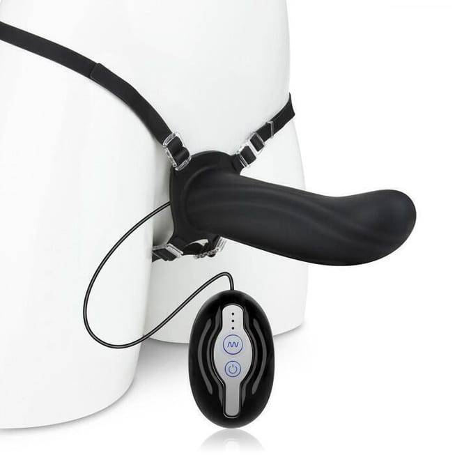 Mojo Ghia hollow strap-on rung đen remote dây 