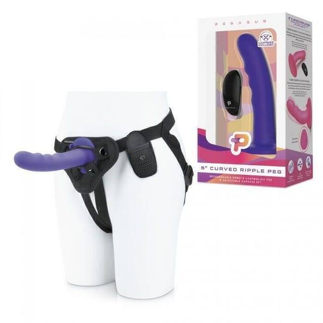 Pegasus Curved Ripple Tím Strap-On Rung 