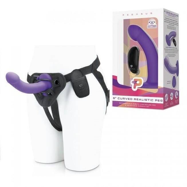 Vibro Strapon Pegasus Tím 15.2cm Rung Remote 