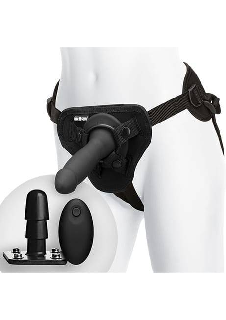 Doc Johnson Strap-on Rung Đen Điều Khiển Từ Xa Mượt 
