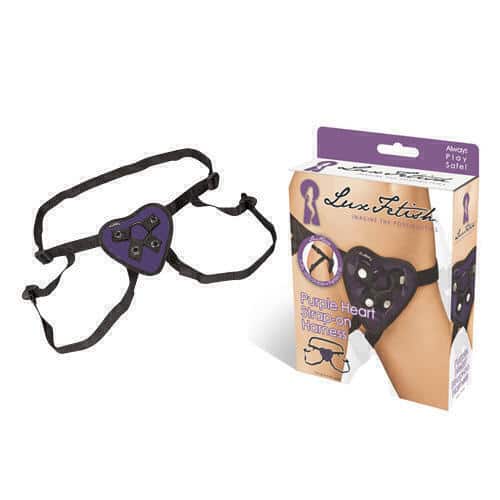 Quần lót strapon Lux Fetish tim tím PVC quyến rũ thoải mái 