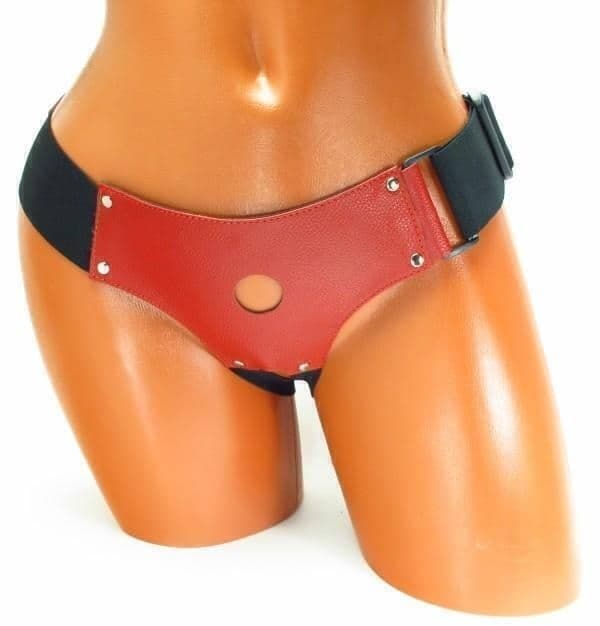 quần lót strapon BDSM da đỏ nút 2.5cm 