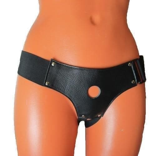 Quần Strapon Da Đen BDSM Lỗ Nhỏ Siêu Hợp 