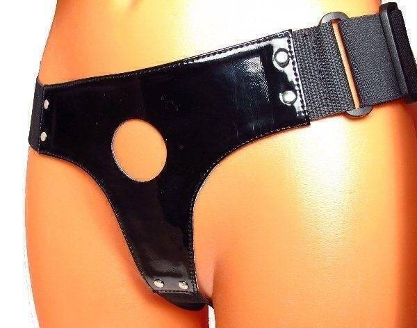 BDSM Arsenal Strapon Panty Đen Lacre Bóng 
