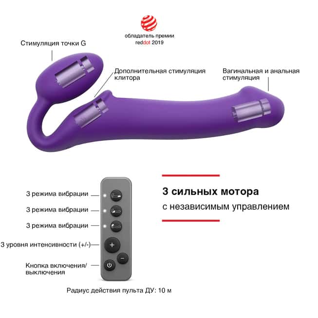 Strap-on Strap-on-me XL 3 motor tím rung remote cực mạnh