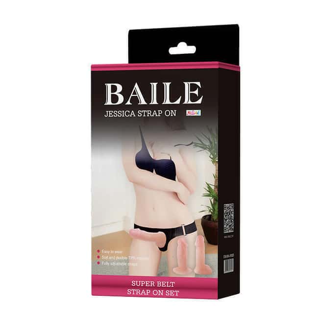 Strap-on Baile Jessica nude 2 đầu TPR 10cm quần lót