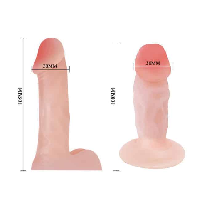 Strap-on Baile Jessica nude 2 đầu TPR 10cm quần lót