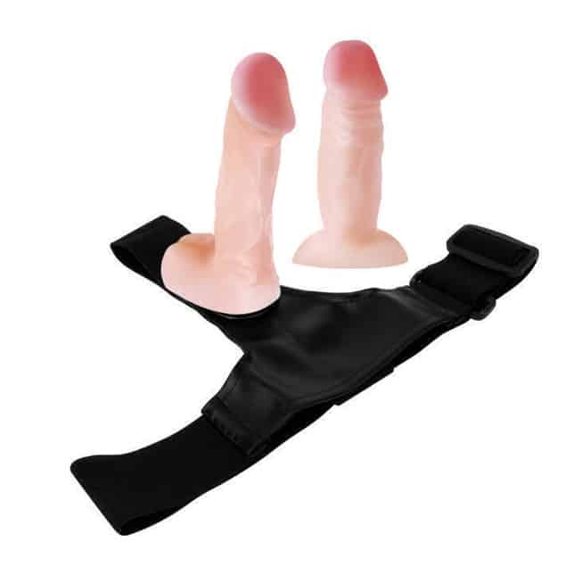 Strap-on Baile Jessica nude 2 đầu TPR 10cm quần lót