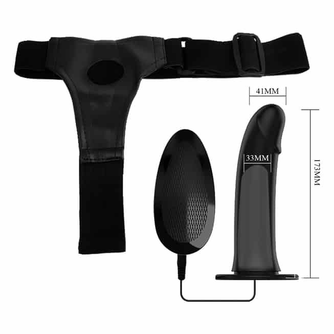 Strapon Rỗng Rung Pretty Love Vito Đen 4.1cm Dài 17.3cm