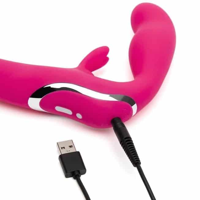 Strapless Strap-on Happy Rabbit Rung Hồng Siêu Mạnh