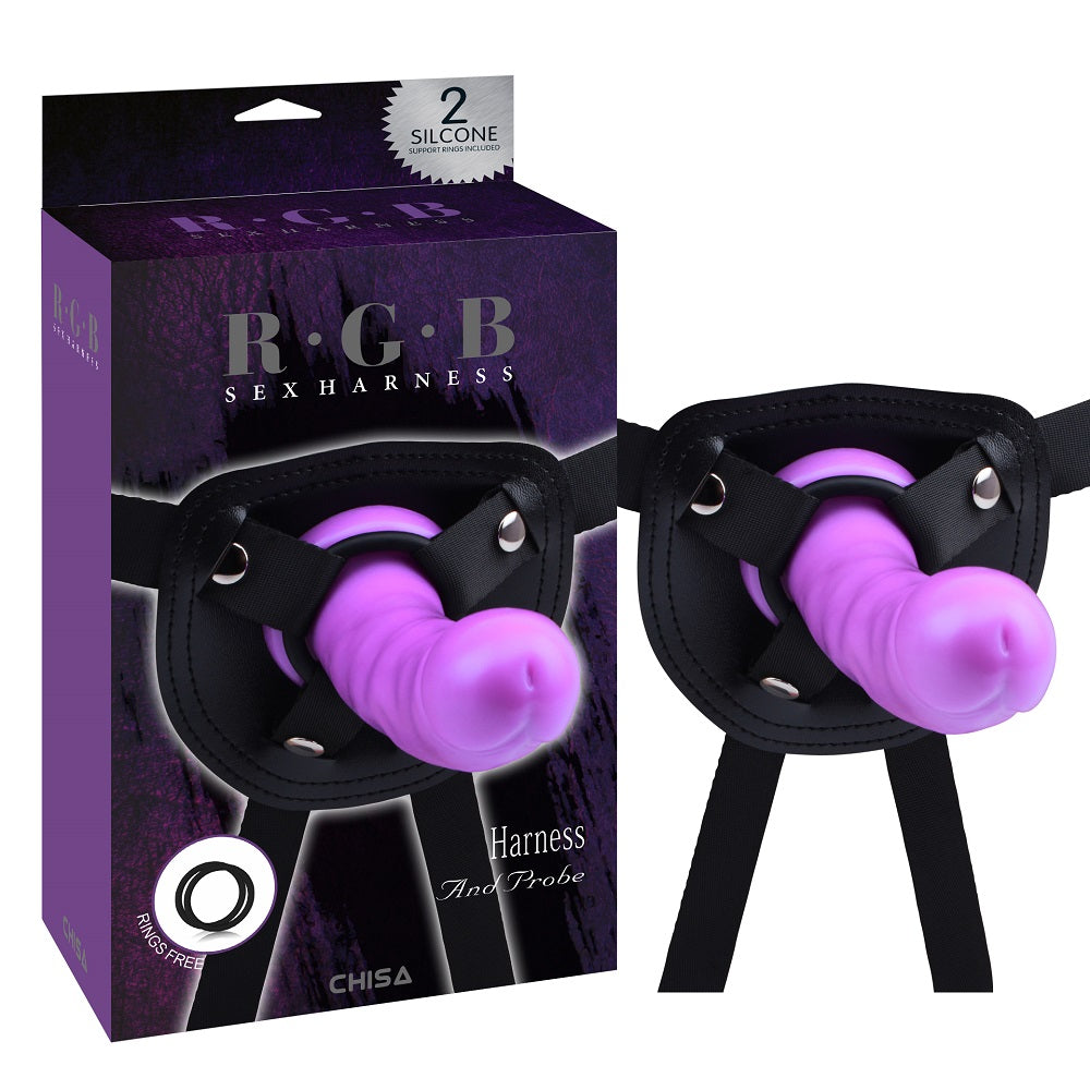 Strapon R.G.B Harness đen probe đa năng phong cách khoái lạc