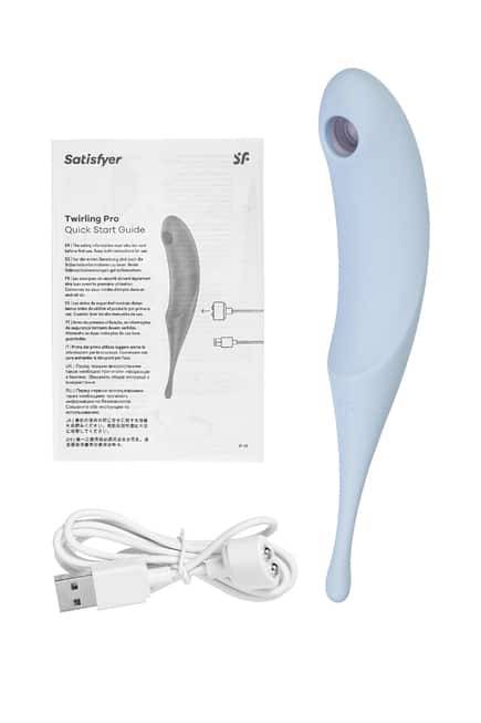 Satisfyer Twirling Pro hút chân không xanh dương 20cm xoáy kích thích