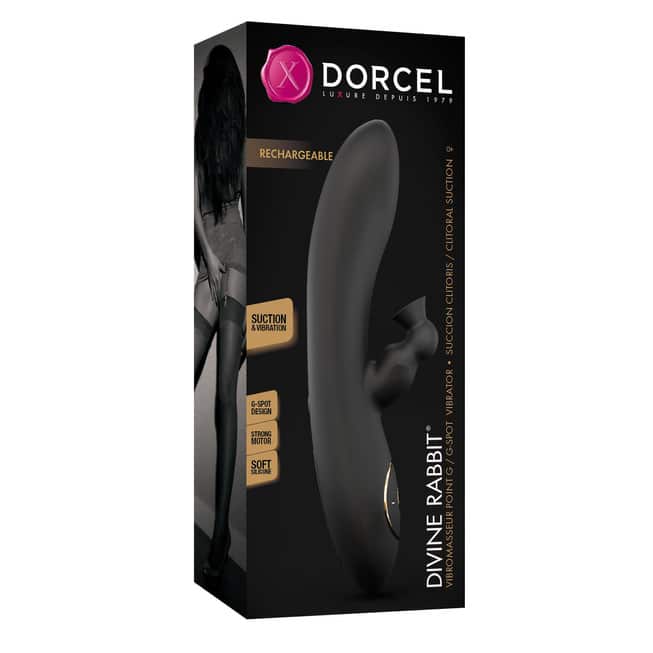 Dorcel Divine Rabbit Hút Clit Đen 20cm Orgasm Kép Đỉnh