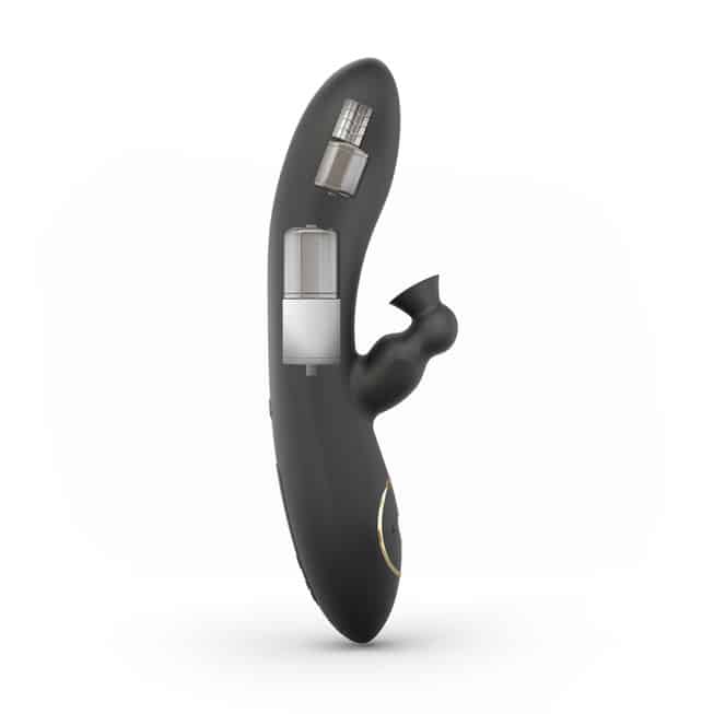 Dorcel Divine Rabbit Hút Clit Đen 20cm Orgasm Kép Đỉnh