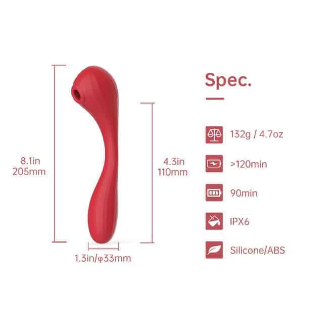 Dildo đôi Magic Motion Bobi đỏ 20.5cm hút chân không app