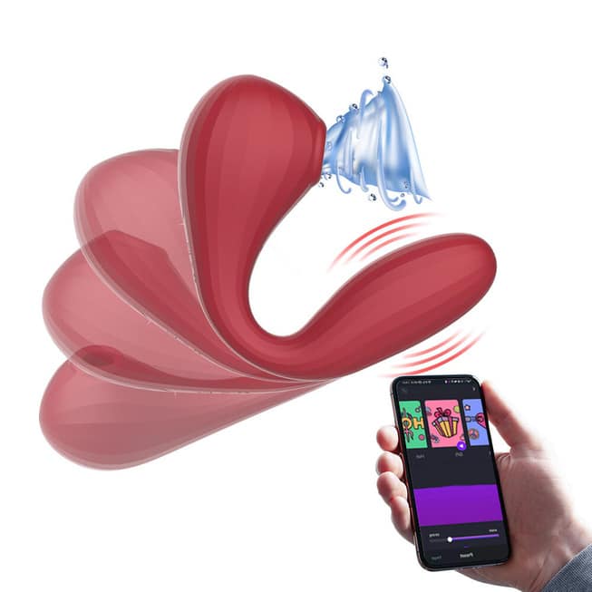 Dildo đôi Magic Motion Bobi đỏ 20.5cm hút chân không app