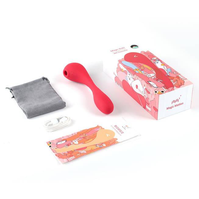 Dildo đôi Magic Motion Bobi đỏ 20.5cm hút chân không app