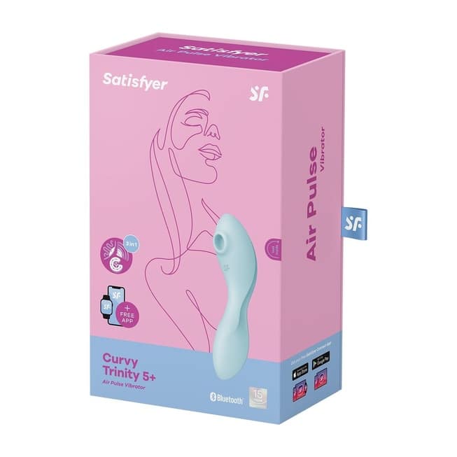 Satisfyer Curvy Trinity xanh hút sóng G-spot app 5+