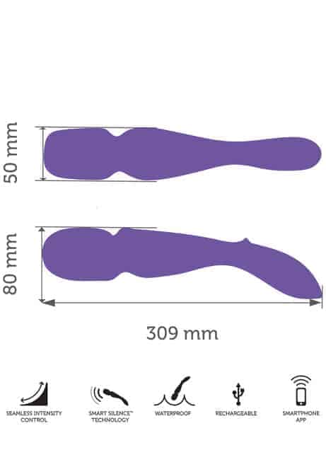 We-Vibe Wand Massager Tím 30cm Nasadka Rung App Smartphone Đỉnh Cao
