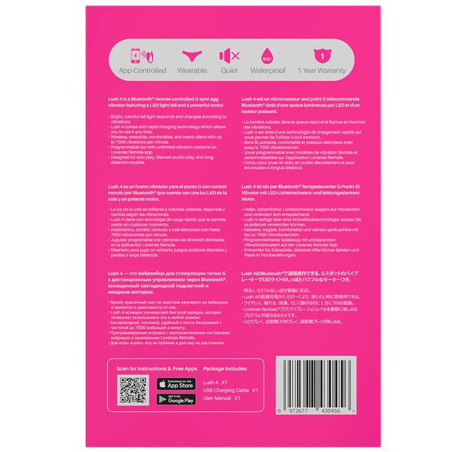 Lovense Lush 4 Trứng Rung App Điều Khiển Hồng
