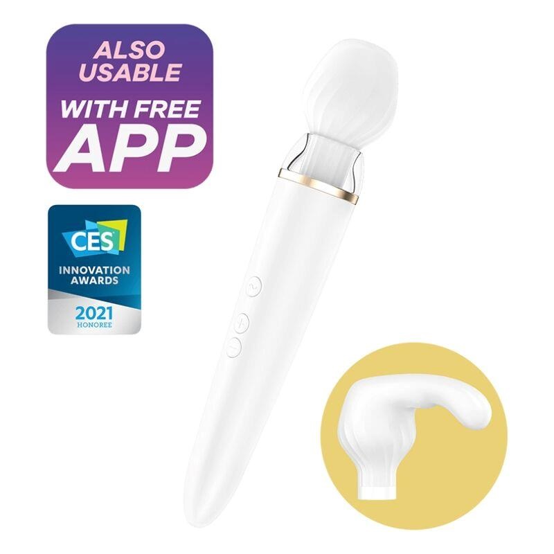 Satisfyer Double Wand-er APP Trắng Điều Khiển Xa 27cm