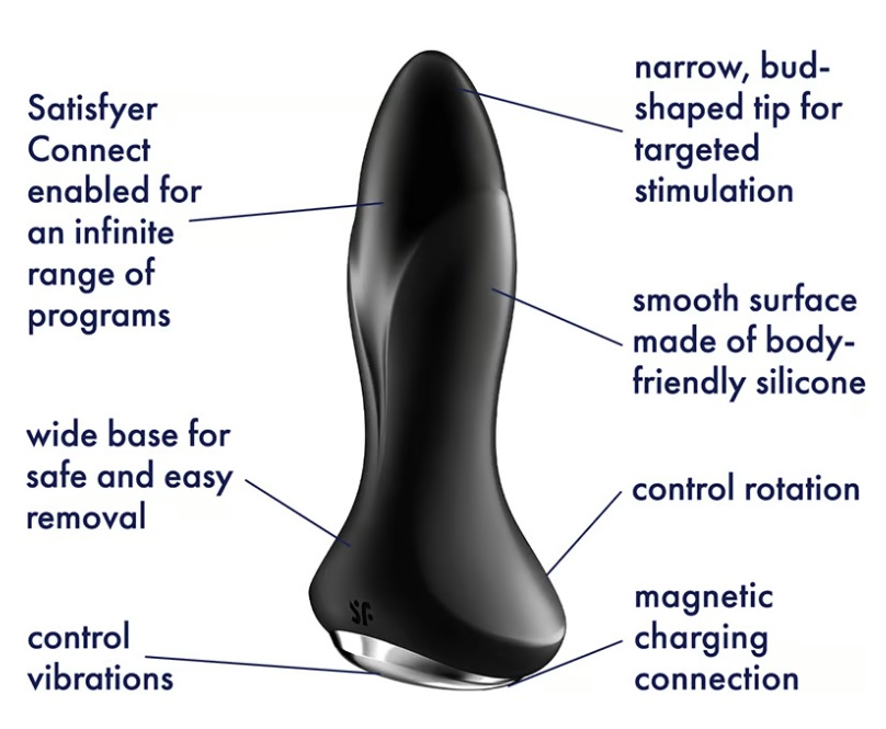 Satisfyer App Plug Đít Xoay Rung Đen Mạnh