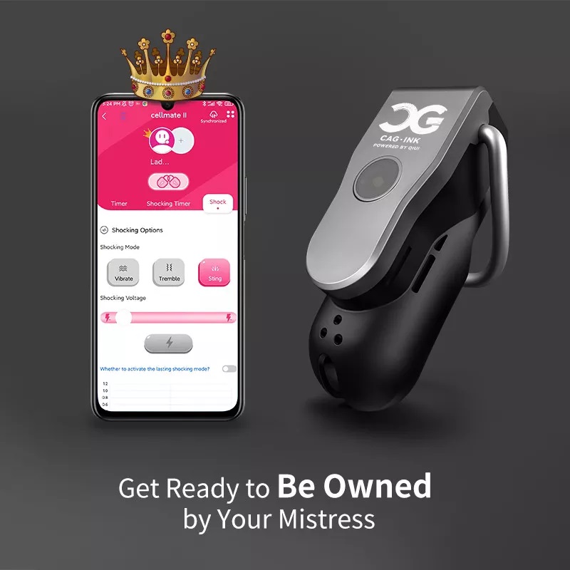 QIUI Chastity Lock App Đen Rung 10cm Kiểm Soát