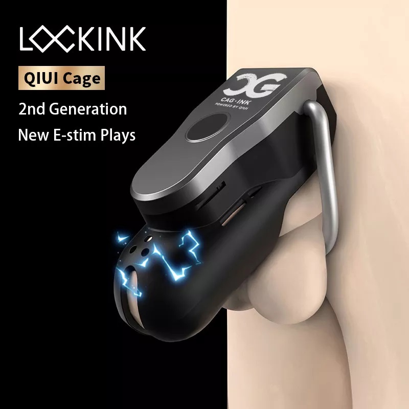QIUI Chastity Lock App Đen Rung 10cm Kiểm Soát