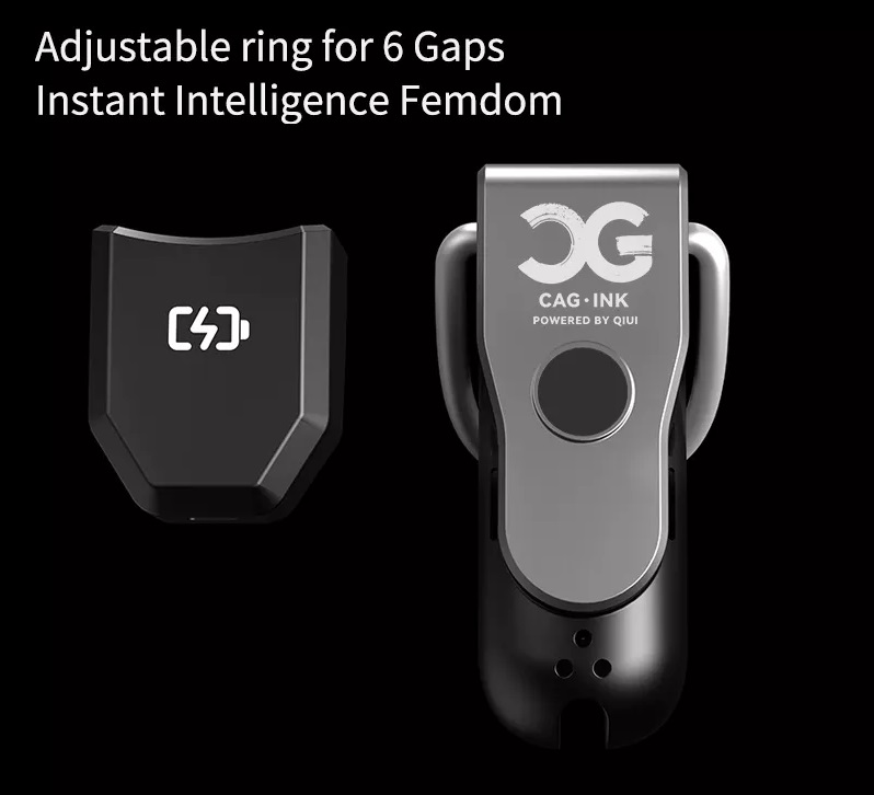 QIUI Chastity Lock App Đen Rung 10cm Kiểm Soát