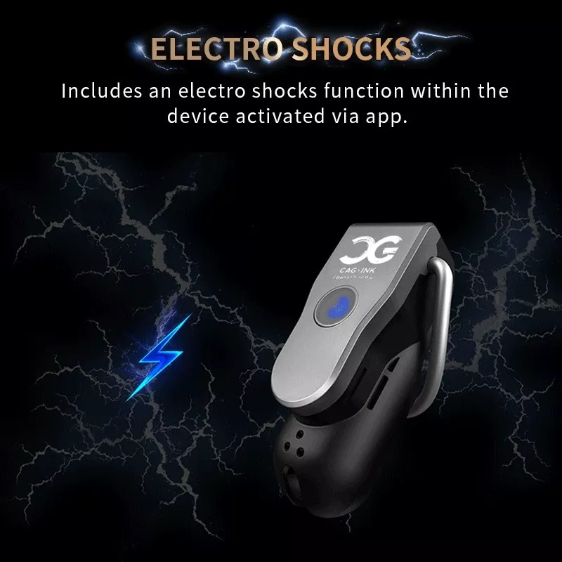 QIUI Chastity Lock App Đen Rung 10cm Kiểm Soát