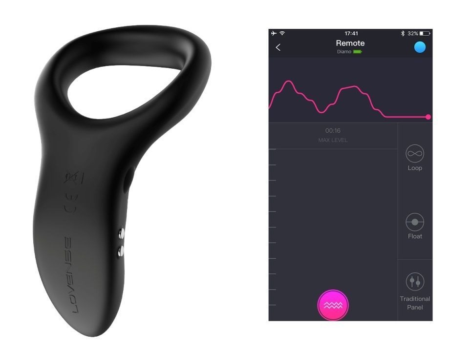 Vòng Dương Lovense Diamo Đen Rung Bluetooth Mạnh