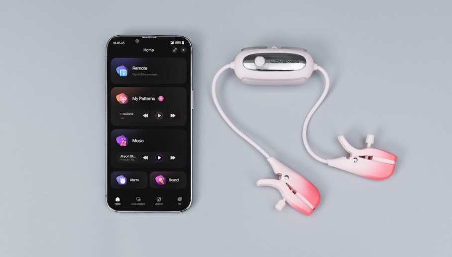 Lovense Gemini Kẹp Vú Rung App Điều Chỉnh