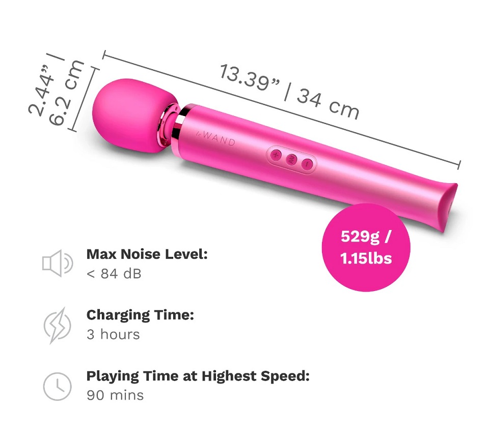 Le Wand rung massage đỏ tím 34cm cao cấp