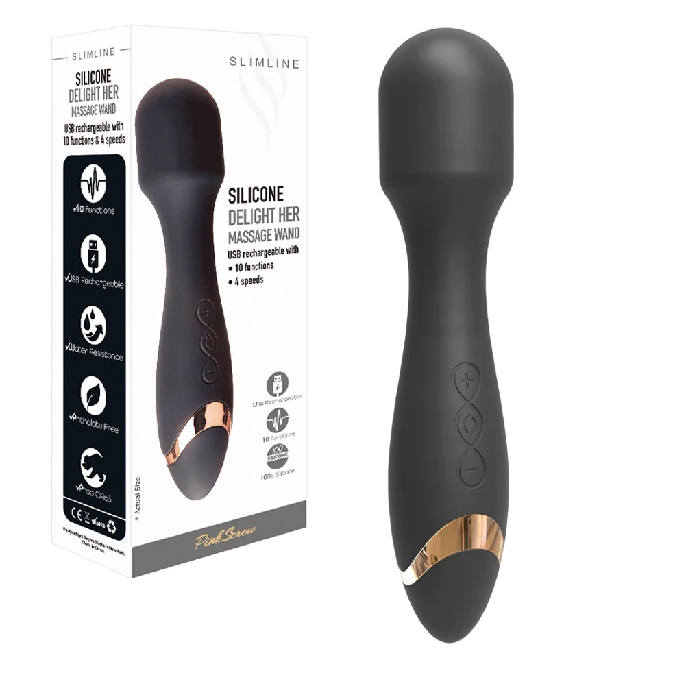 Erokay Delight Her Rod Đen Rung Silicone Ướt Át