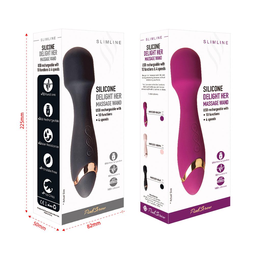 Erokay Delight Her Rod Đen Rung Silicone Ướt Át