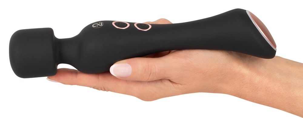 Cupa Wand Rung Sưởi Đen 22.6cm Silicone Đa Điểm Thoải Mái