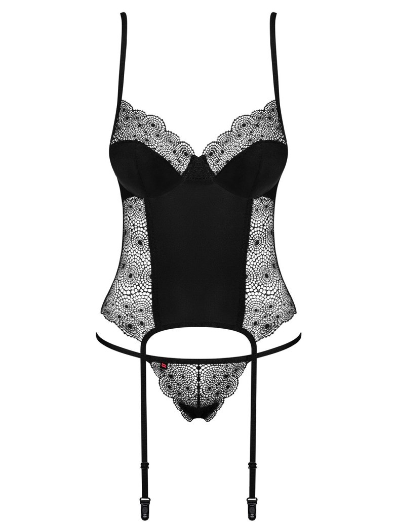 Obsessive Sharlotte corset lọt khe đen L/XL