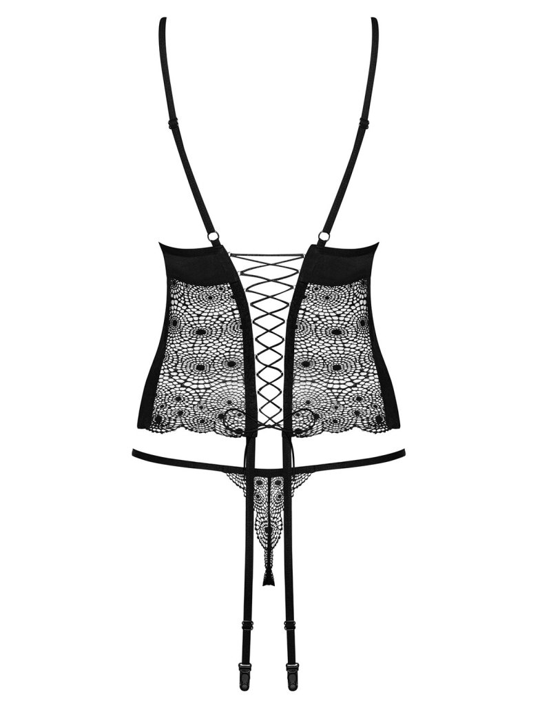 Obsessive Sharlotte corset lọt khe đen L/XL